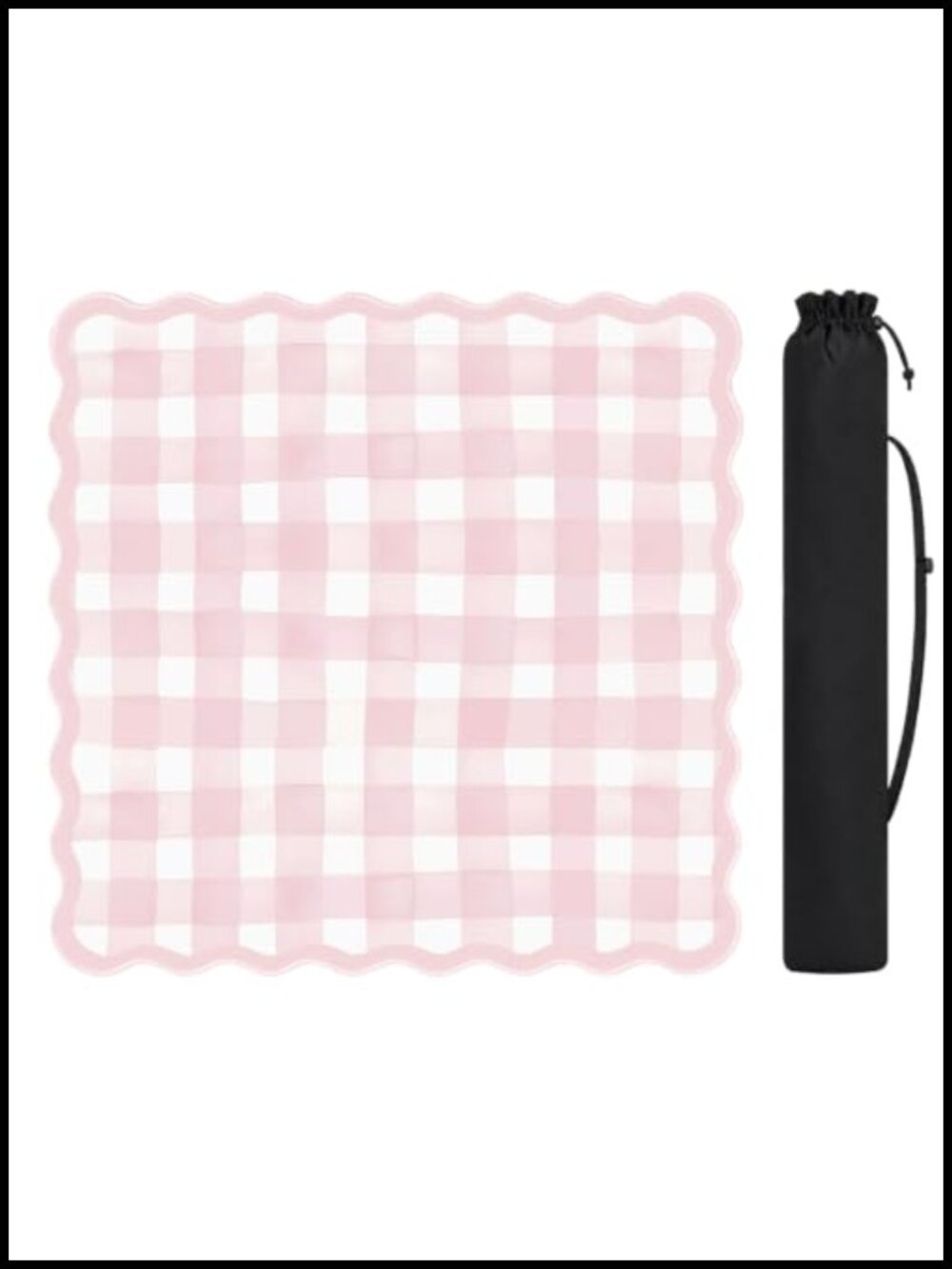 Non-Slip Rubber Mahjong Mat with Storage Bag Scalloped Edge Game Accessory